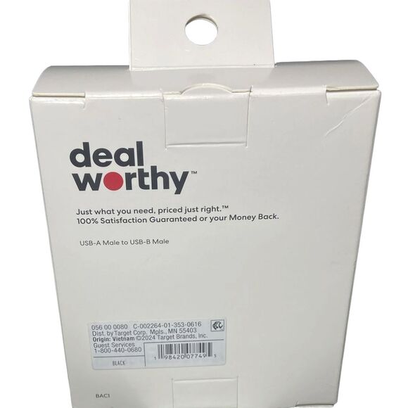 USB 6ft A Male to B Male High-Speed Black 480Mbps Data Transfer dealworthy™ - Picture 2 of 5